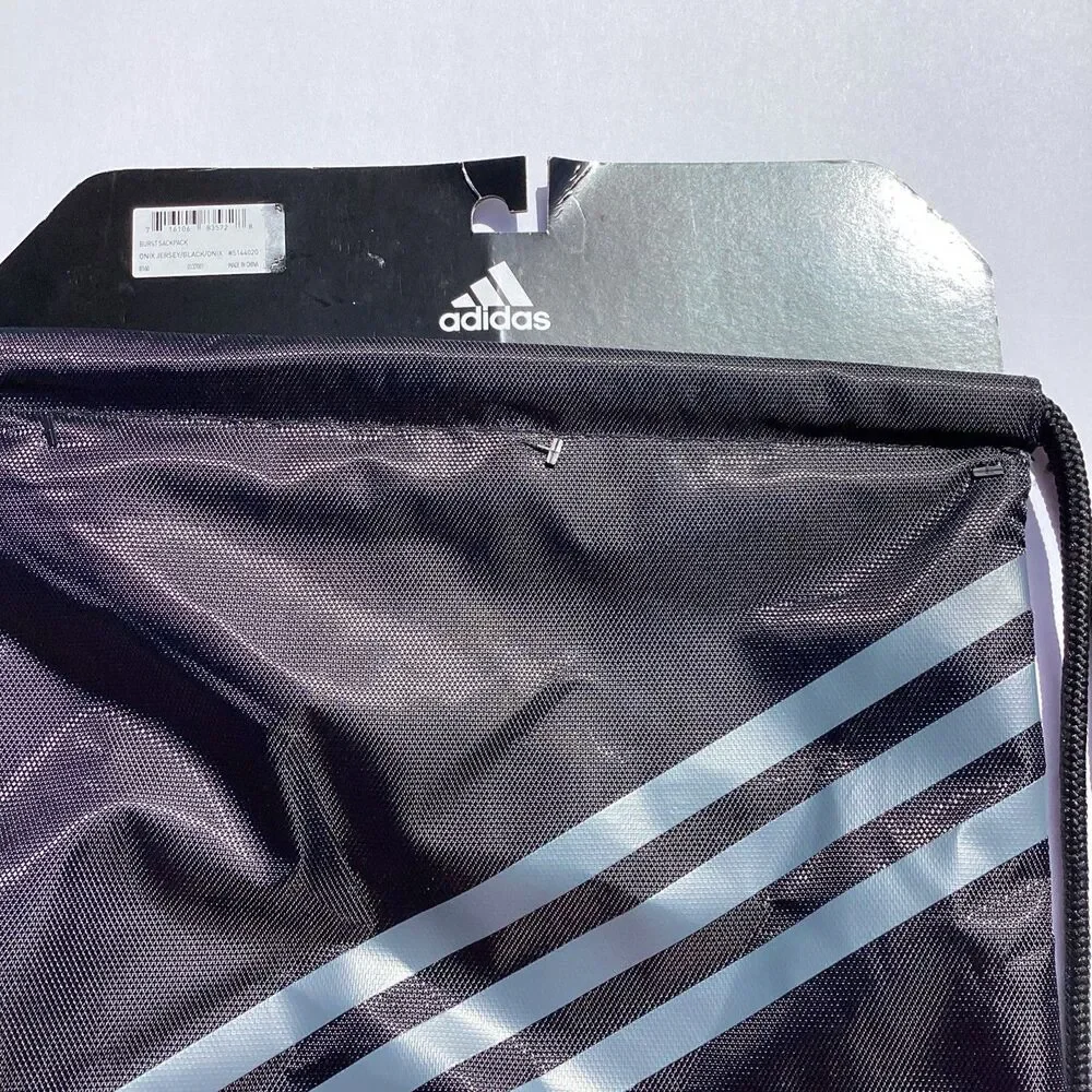 Adidas Drawstring Backpack Cinch Sack Bag Athletic Sports School Black New